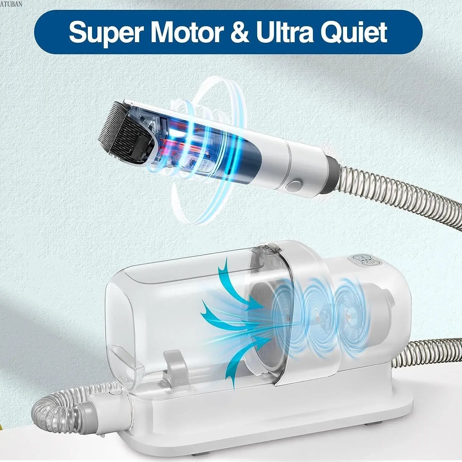 Aspirateur de Toilettage pour Chien – Kit Complet, Réservoir 2.3L, Silencieux - Woofello